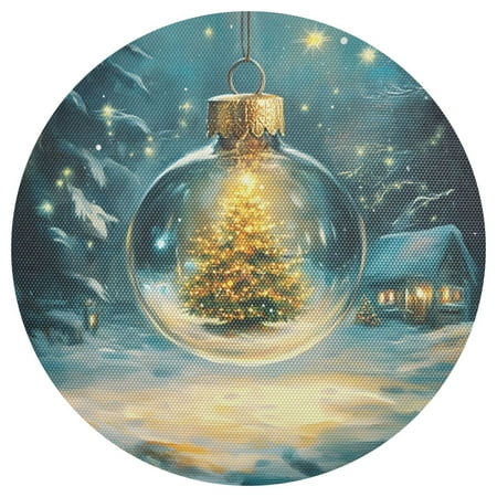 

Ryvnso Christmas Tree in Bulbs Round Plate Mats Dining Table Placemat 1 Piece for Holiday Decoration