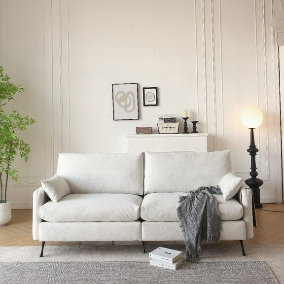 80" W Spacious Loveseat with Thick Cushions & One-Box Setup, White