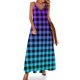 thumbnail image 1 of Vestido a cuadros azul y amarillo, estilo retro, estilo cuadros, para fiesta, maxivestido con escote en V, estilo bohemio, para playa, con tirantes, ropa de gran tamaño, 1 of 7