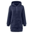 thumbnail image 4 of Women Casual Hooded Loose Zipper Dress - Pocket Pullover, V-Neck, Short Sleeve, Mini Length, Polyester Fabric, S-XXXL, 4 of 4