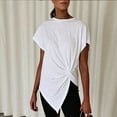 thumbnail image 4 of Mittory Women Asymmetrical Front Twist Top Short Batwing Sleeve Crewneck Summer Shirt, 4 of 6