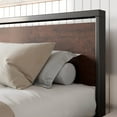 thumbnail image 3 of Amolife Queen Size Bed Frame, Heavy Duty Metal Platform Bed with Wooden Headboard & Footboard, Mahogony, 3 of 9