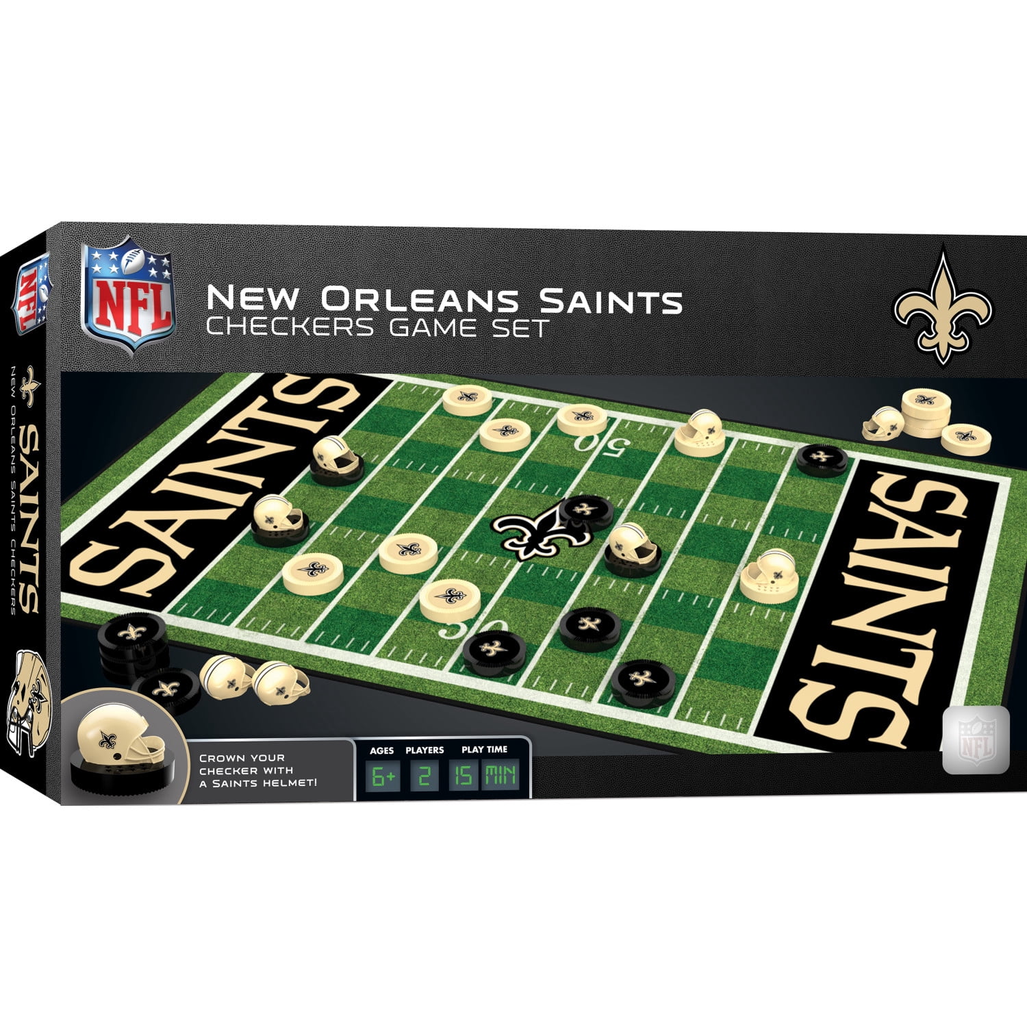 MasterPieces - NFL  Checkers, Officially Licensed New Orleans Saints Football Board Game for 2 Players, Family Fun for Kids & Adults