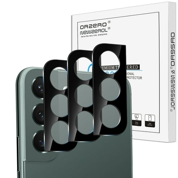 [3-Pack] Orzero for Samsung Galaxy S22/S22 Plus Camera Lens Protector Tempered Glass 9 Hardness HD Anti-Scratch Full Coverage Bubble-Free (Lifetime Replacement)