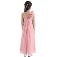 thumbnail image 3 of DPOIS Kids Flower Girl Dress One Shoulder A-line Chiffon Long Dress Pink 8, 3 of 7