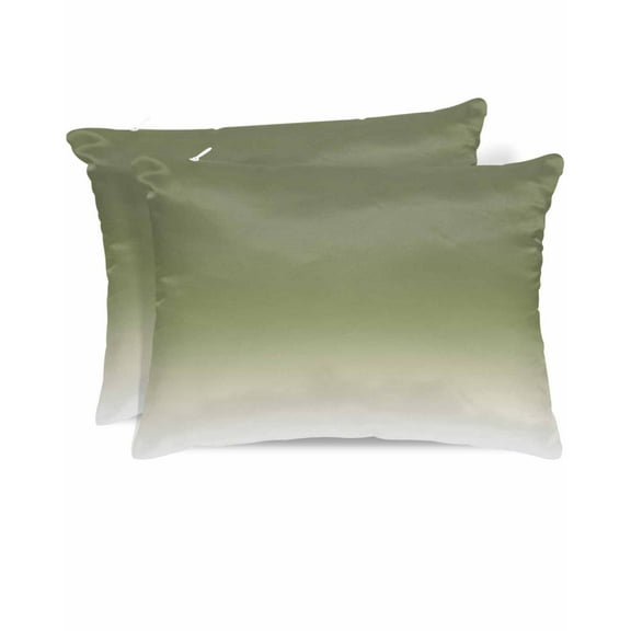 Hokiten King Size Pillow Cases Set of 2, Pillow Covers for Bed, Gradual Sage Green, Solid Color Aesthetics Art Satin Pillowcases with Zipper for Hair/Skin, Pillow Protector Cover, 20x36 Inches