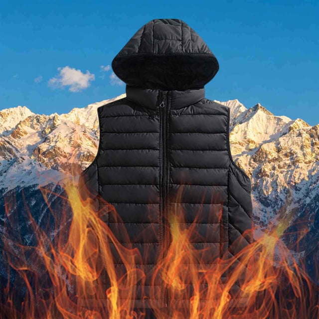 Ceisia Men's Fleece Lined Sleeveless Waistcoat with Detachable Cap Zipper Pockets Casual Gift Hooded Outerwear