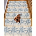 thumbnail image 2 of Blue Palm Tree Stair Treads for Wooden Steps Indoor Runner Rug Carpet, Coastal Summer Wooden 7 Pieces Peel and Stick Staircase Step Treads Covers Washable Throw Door Mats, 30"x8", 2 of 6