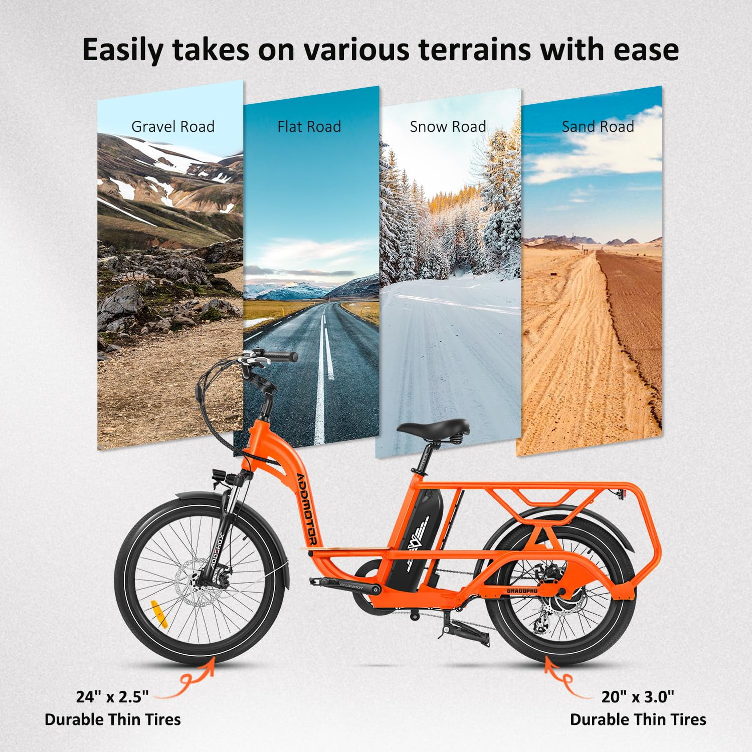 Addmotor Electric Bike for Adult, 48V 20AH Single Battery System, GRAOOPRO Electric Bicycle with Passenger Seat, 750W 105Mile Cargo Ebike, Dark Blue