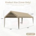 thumbnail image 2 of Pakunoda 10' X 20' Carport Canopy Replacement Cover, Portable Car Garage Shelter Party Top Tent with 34PC Ball Bungees, Sand (Only Cover, Frame Not Included), 2 of 8