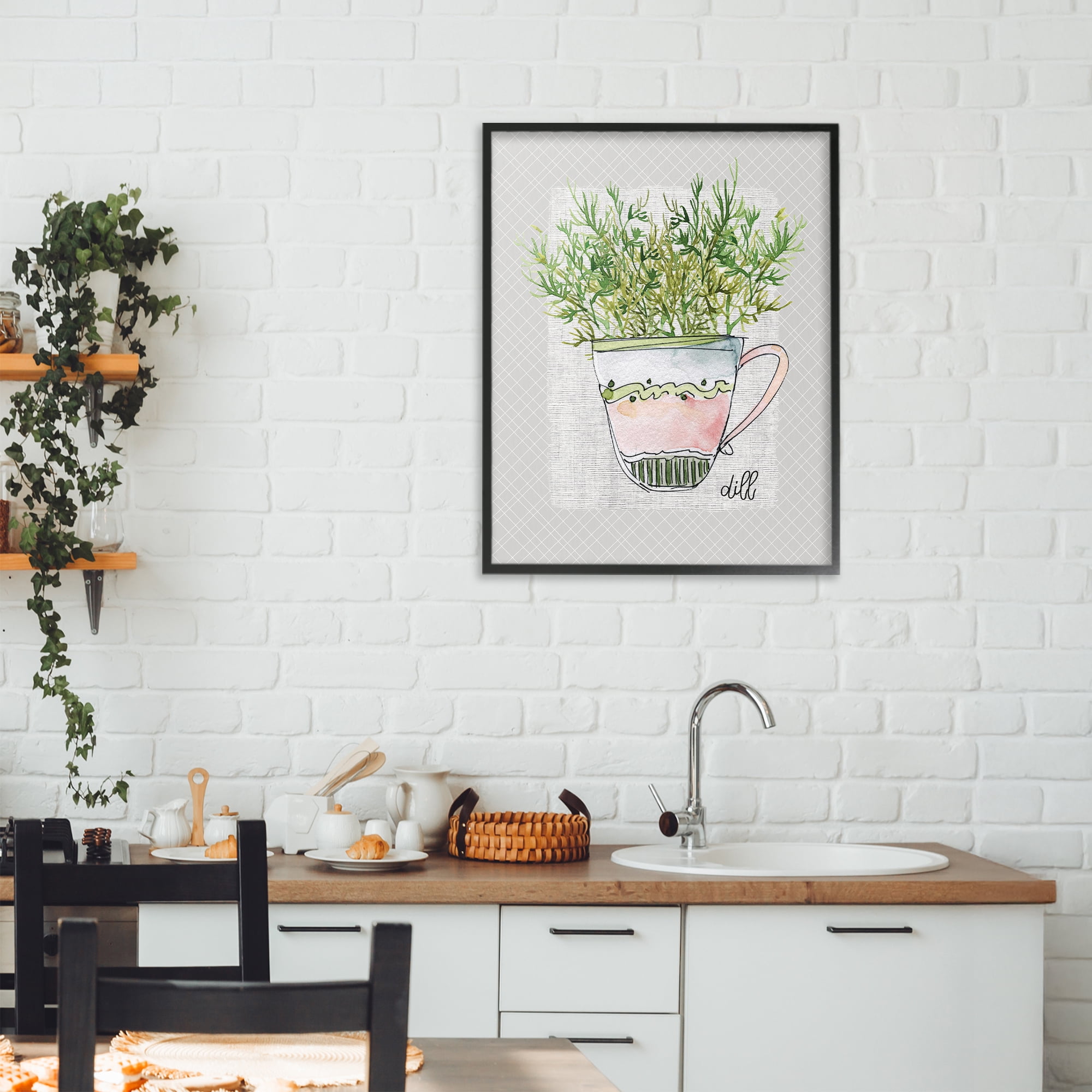 Stupell Industries Dill Herb Mug Black Framed Giclee Art, design by Livi Finn