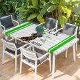 thumbnail image 2 of St. Patrick's Day Table Cloths for 4 Foot Rectangle Tables, Spring Lucky Hats Dogs Grass Strip Wood Patio Waterproof Elastic Fitted Tablecloths, Washable Rectangular Table Cover for Camping, 2 of 8