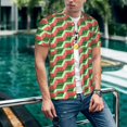 thumbnail image 6 of KLL Geometric Watermelon for Men's Baseball Shirts,Short Sleeve Casual Shirts Button Down Shirt for Men Beach Summer Wedding Shirt-Small, 6 of 7