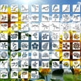 thumbnail image 1 of Plantilla hueca para pintar animales con patrón de flores de las cuatro estaciones, paquete de pintura en aerosol, molde de PET de ópalo para bricolaje, 1 of 2