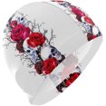 thumbnail image 1 of FYBTO Swimming Cap Halloween Skull and Flower Unisex Adult FYBTO Polyester, 1 of 4