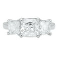 thumbnail image 5 of 4.0 ct Square Emerald Cut Real Genuine Natural Diamond VS1-VS2 J-K 18K White Gold Three-Stone Promise Wedding Statement Engagement Designer Ring size 5, 5 of 7