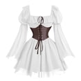 thumbnail image 3 of IWRICH Womens Victorian Renaissance Dress off Shoulder Long Sleeve Corst Boho Shirt Blousedress, 3 of 5