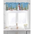 thumbnail image 2 of Blue Christmas Snowman Linen Curtain Valance for Bedroom/Bathroom/Kitchen/Office/Living/Dining Room Window,Xmas Tree Winter Snowflake Rod Pocket Topper Decorative Cafe Drapes Panel 60"x18", 2 of 6