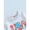 thumbnail image 5 of Arvbitana 0M 6M 12M 18M 24M 3T Infant Baby Boys 4th of July Shorts Set Short Sleeve Letters Print T-shirt with Shorts Summer Outfit 2Pcs, 5 of 9