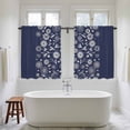 thumbnail image 4 of Japanese Kitchen Curtain for Berdoom Living Room Cafe 54 Inch Length, Navy Blue Country Flowers Leaves Aesthetic Tiers Curtains Light Filtering Drapes Rod Pocket Window Treatment 2 Panels 52"Wx54"L, 4 of 8