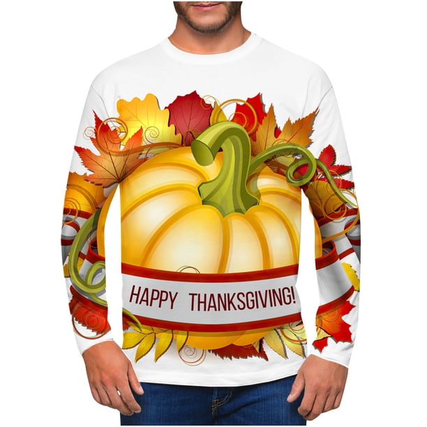Camisas de Acción de Gracias Para Hombres Casual Cuello Redondo Pulóver 3D Impreso Camiseta Con Estampado Realista Odeerbi ODB203883