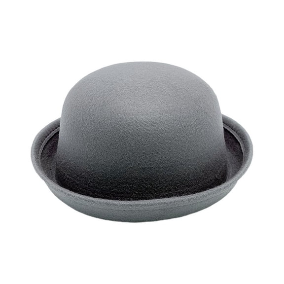 Xfvqtps Mens and Womens Bowler Fedora Hats Curled Round Brim Solid Color British Style Elegant Retro Fall Winter Bucket Hat Dark Gray