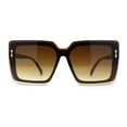 thumbnail image 2 of Womens Oversize Rimless Shield Butterfly Designer Chic Sunglasses All Brown, 2 of 4