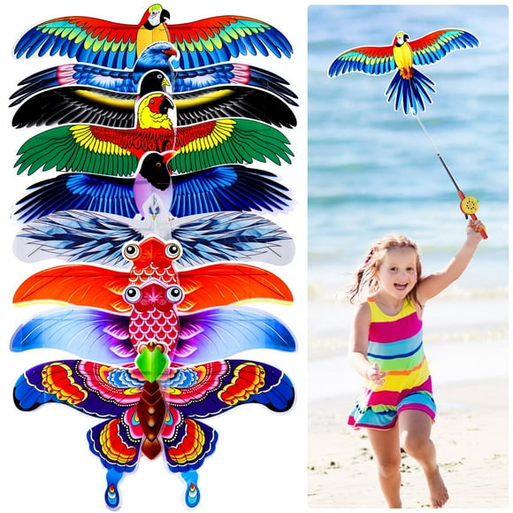 Juego de cometas Vodolo para niños de 9 piezas, fáciles de volar, coloridos diseños de pájaros