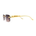 thumbnail image 4 of Cougar Jewel Rimless Narrow Rectangular Luxury Pimp Sunglasses Gold Brown, 4 of 4