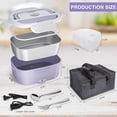 thumbnail image 2 of Carsolt Electric Lunch Box Food Heater - 3 in 1 Portable Leakproof Heated Lunch Box for Car/Home/Adults with 1.5L Removable 304 Stainless Steel Container, 60-80W, 12V/24V/110V (Light Purple), 2 of 7