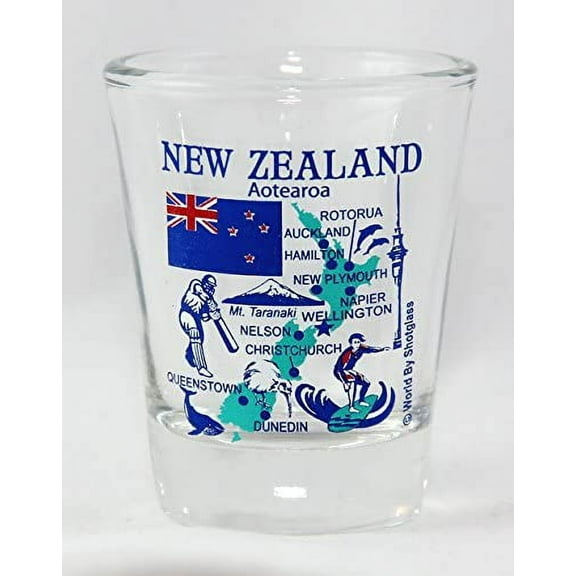 New Zealand Landmarks and Icons Collage Shot Glass