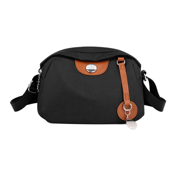 INSPIRE CHIC Oxford Crossbody Bag for Women Casual Everyday Shoulder with Adjustable Strap & Zipper Closure Black