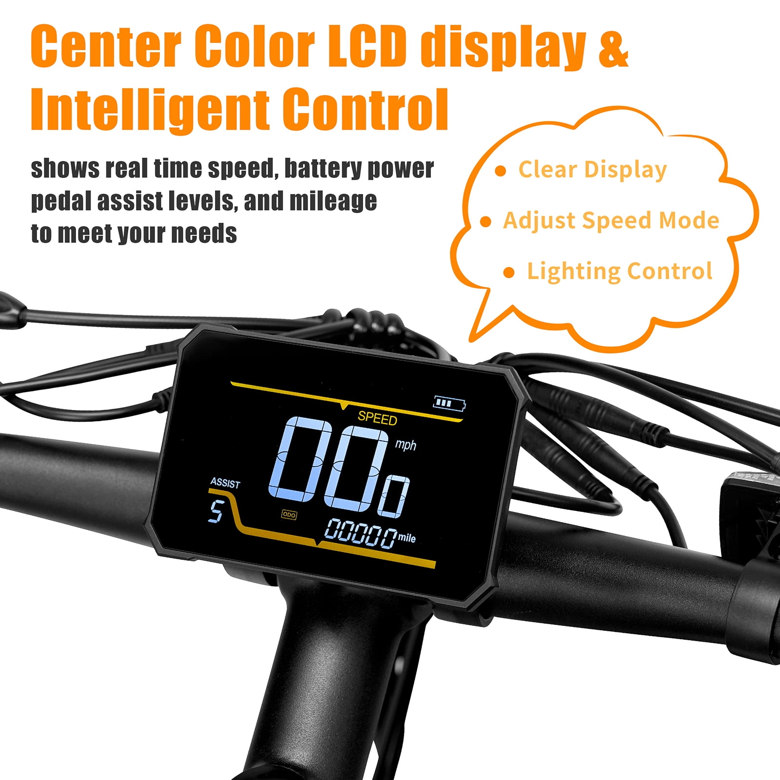 SENADA 26" Fat Tire Electric Bike for Adults, 1000W Peak Mountain Electric Bicycle 30MPH 65Miles Range, Ebike for Adult with 48V 17.5AH Battery, Colorful LCD Display & 7 Speed
