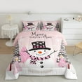 thumbnail image 2 of jejeloiu Merry Xmas Queen Comforter Set,Cartoon Christmas Snowman Bedding Sets,Abstract Xmas Tree Bedding Comforter Set Fdor Boys Girls,Super Cozy Room Decor Reversible,3pcs, 2 of 8