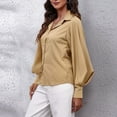 thumbnail image 3 of RYDCOT Womens Button Down Satin Shirt Long Sleeve V-Neck Solid Color Dress Shirts Work Business Casual Ladies Tops and Blouses Clearance, 3 of 7