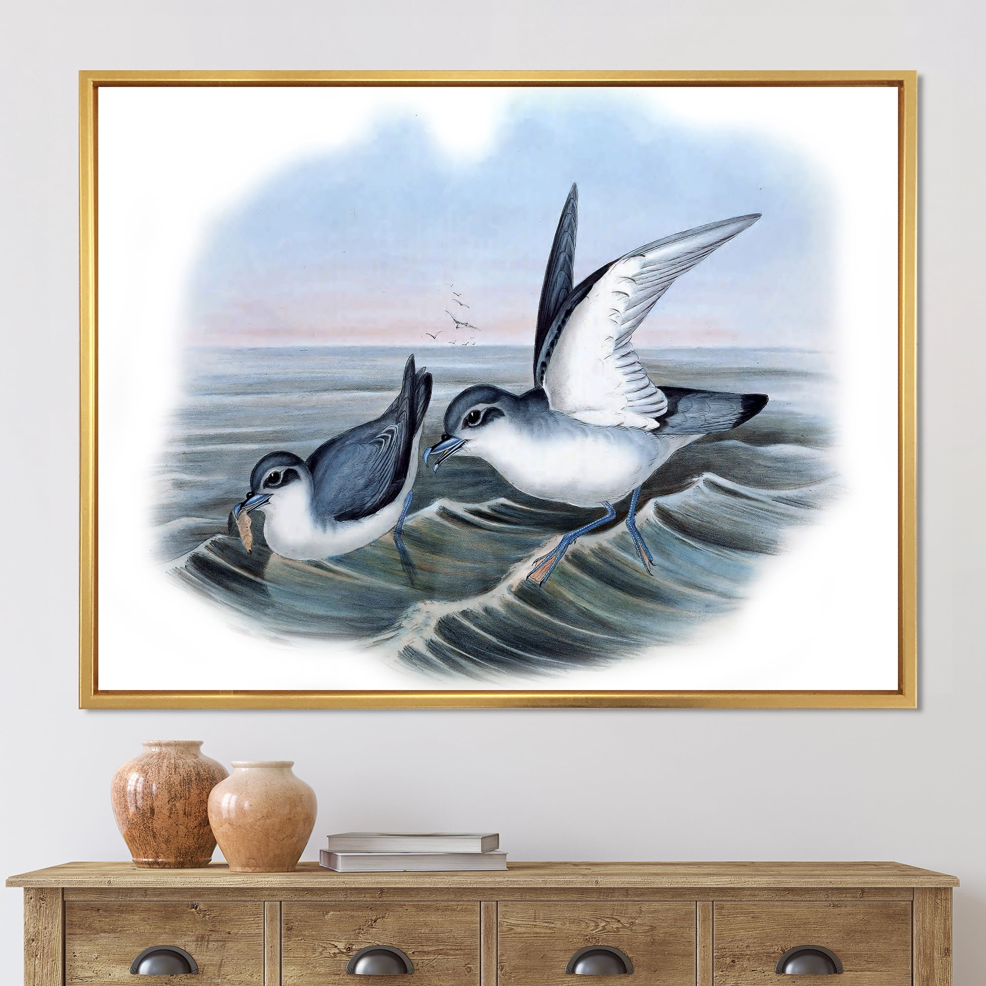 Designart 'Ancient Bird Life X' Traditional Framed Canvas Wall Art Print