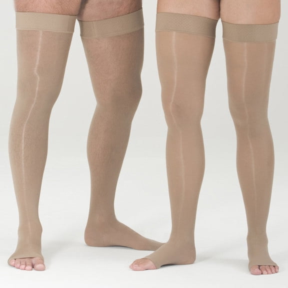 Medi Assure Thigh High, Open Toe, w/Silicone Top-Band, (Size: XL) 20-30mmHg Beige