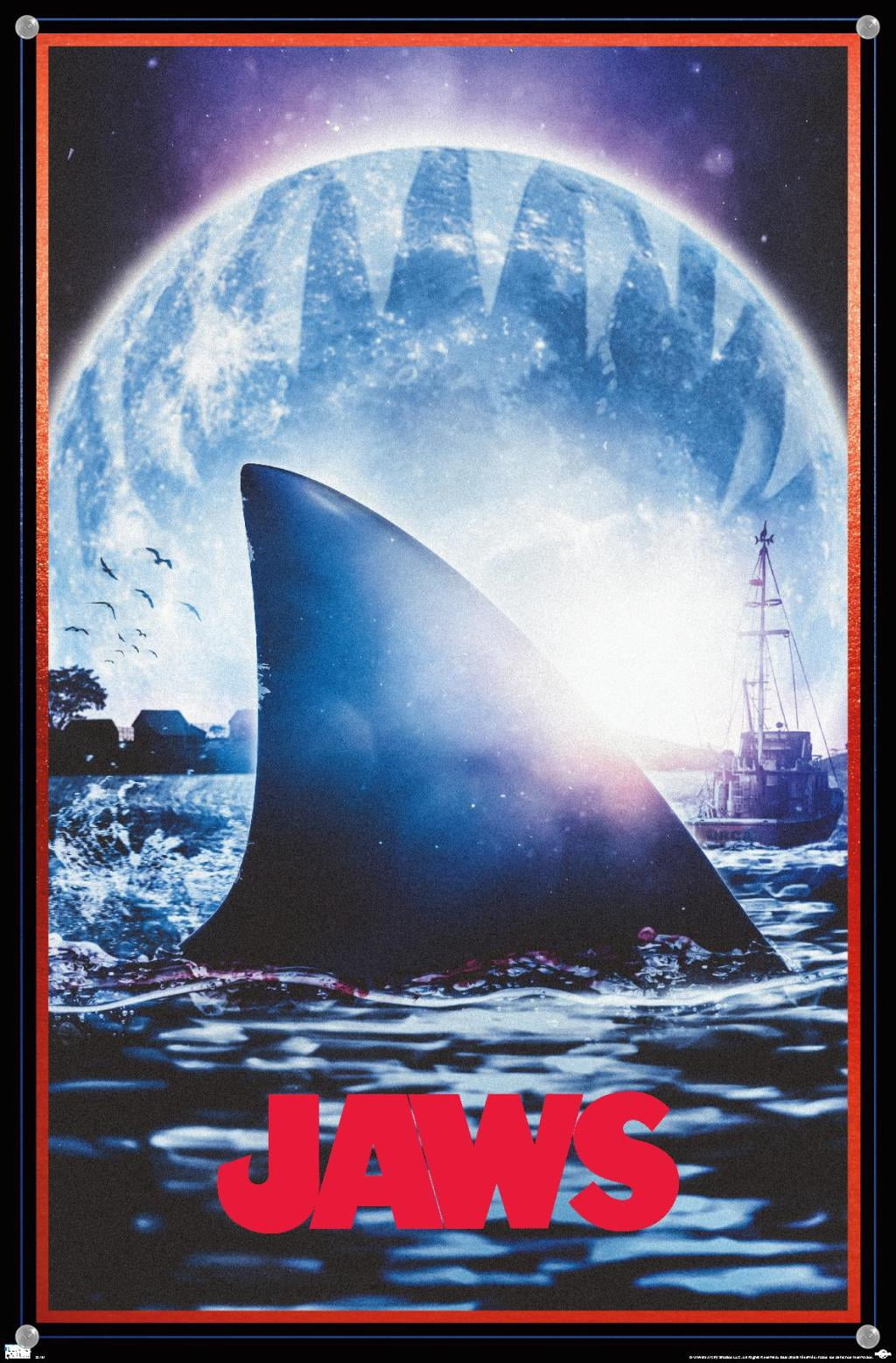 Jaws - Moon One Sheet Wall Poster with Push Pins, 14.725" x 22.375"