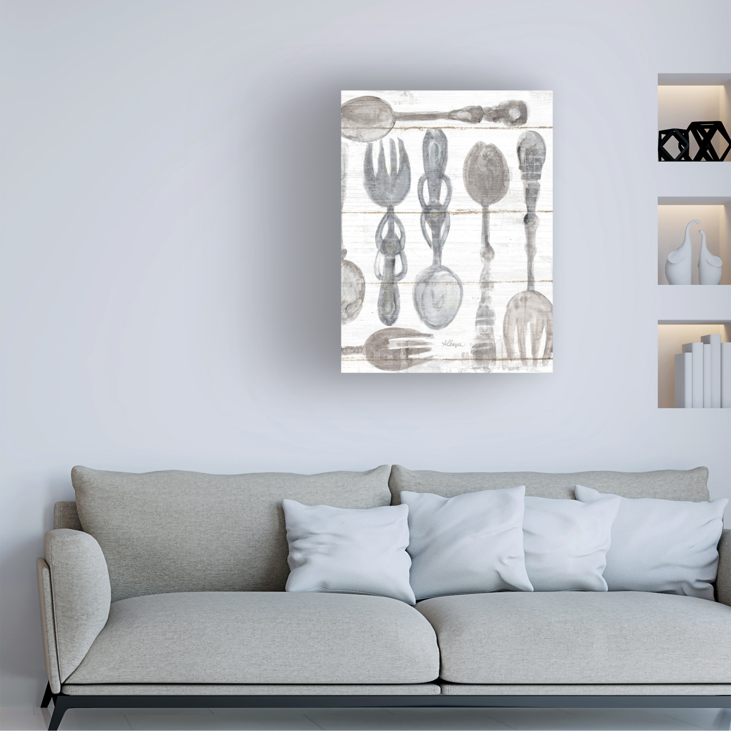 Trademark Fine Art 'Spoons and Forks III Neutral' Canvas Art by Albena Hristova
