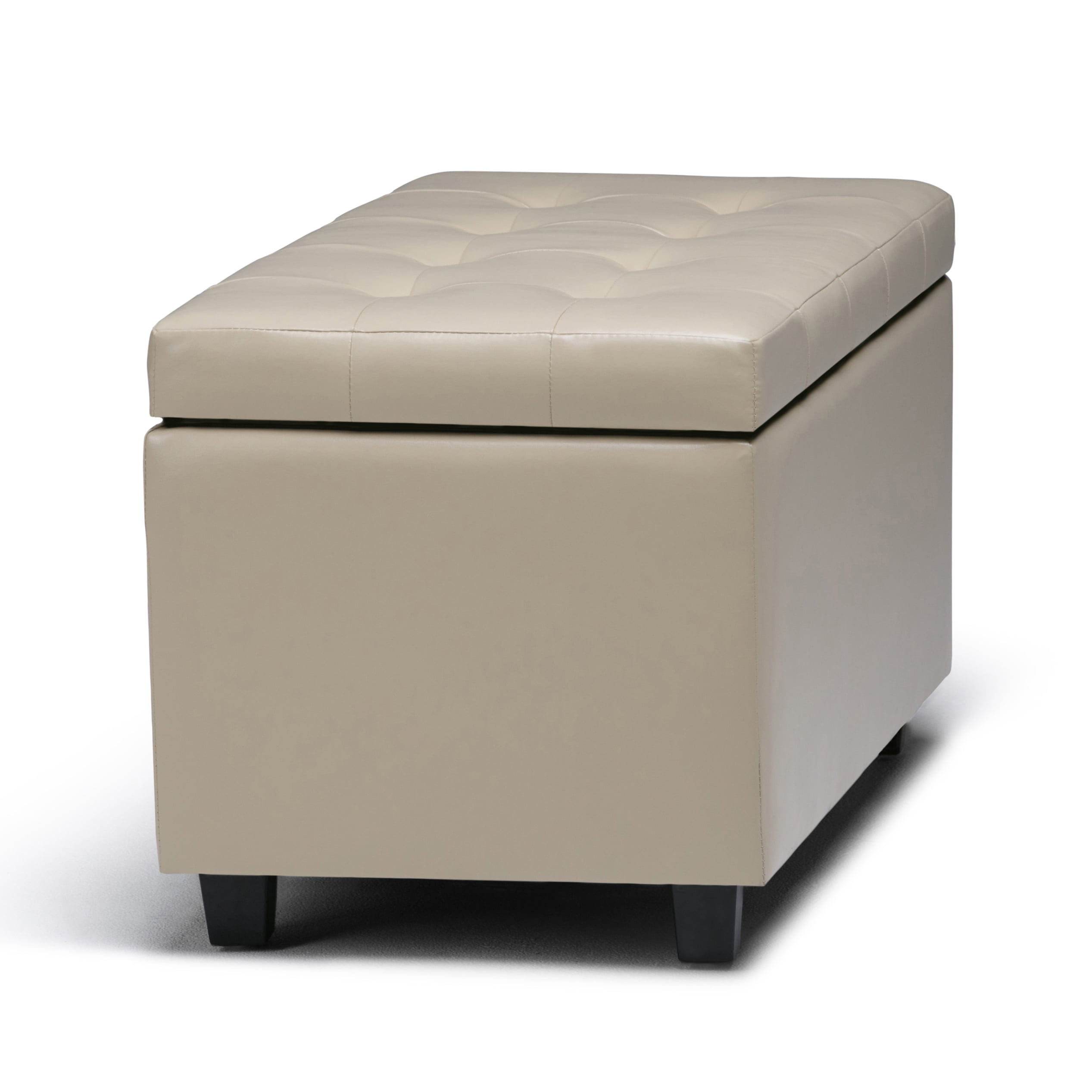 Cosmopolitan 34 inch Wide Storage Ottoman in Satin Cream Vegan Leather
