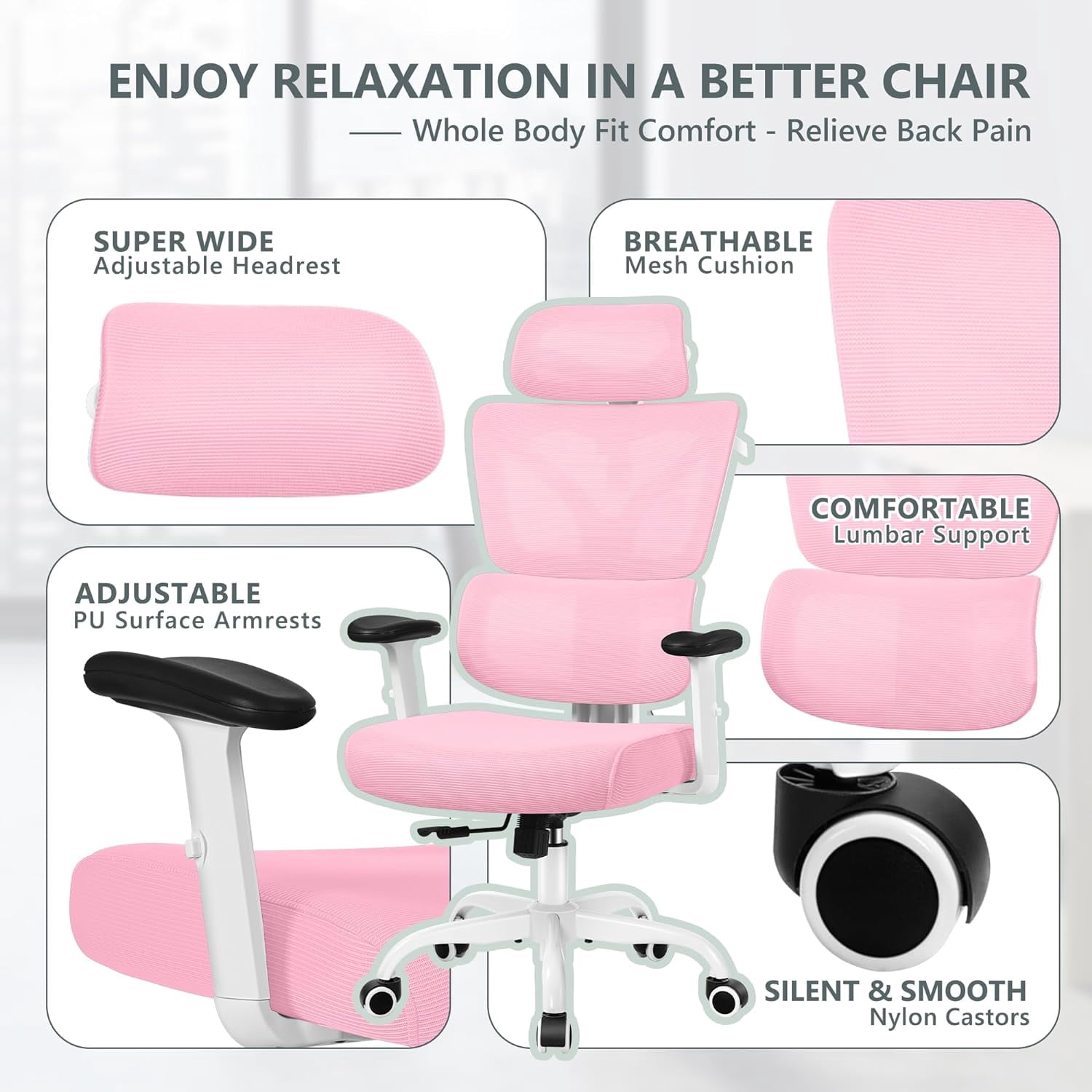 Office Chair, Ergonomic Desk Chair with Adjustable Height and Lumbar Support Swivel Desk Computer Chair with Flip up Armrests for Conference Room, Drak Gray