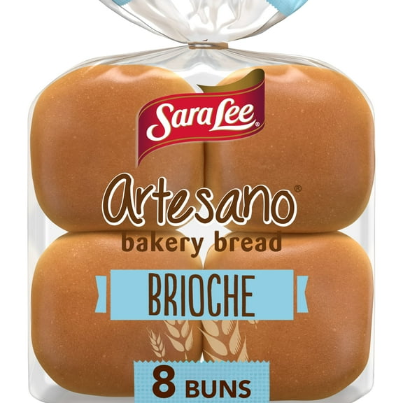 Sara Lee Artesano Brioche Buns, 8 count, Hamburger Buns, 16 oz Bag