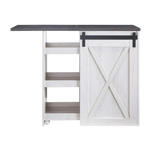 Bowery Hill Transitional Wood Expandable Home Bar in White Oak