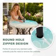 thumbnail image 4 of Round Outdoor Tablecloth with Umbrella Hole and Zipper, Teal Beige Ombre Coastal Tablecloth with Elastic Waterproof, Nautical Beach Starfish Coral Summer Patio Table Covers for 45" - 54" Pool Tables, 4 of 9