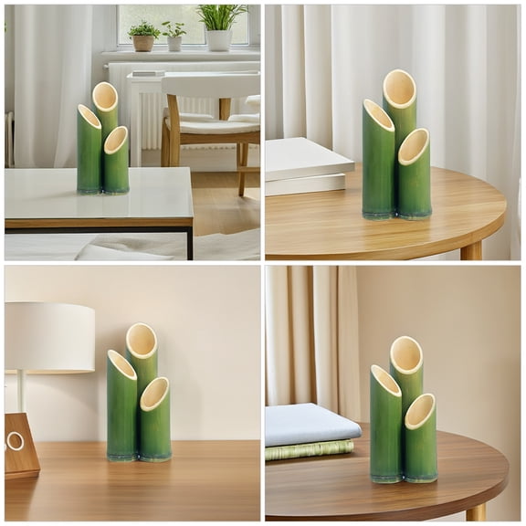 BESTYASH 3Pcs Modern Bamboo Flower Arrangement Vase Green Natural Decorative Use
