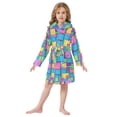 thumbnail image 6 of FORMRS Niños Bathrobe Unisex Hooded Robe Soft Plush Pajamas Sleepwear, Size 2-3T, Colorful Geometric Pattern, 6 of 7