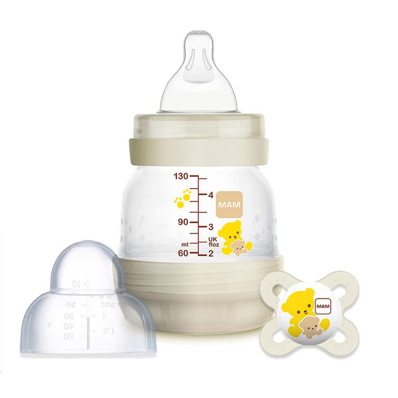 Mam Anti-Colic 4.5-Ounce Bottle with Pacifier Set, Teddy Bear, 0-2 Months  (3 Sets)