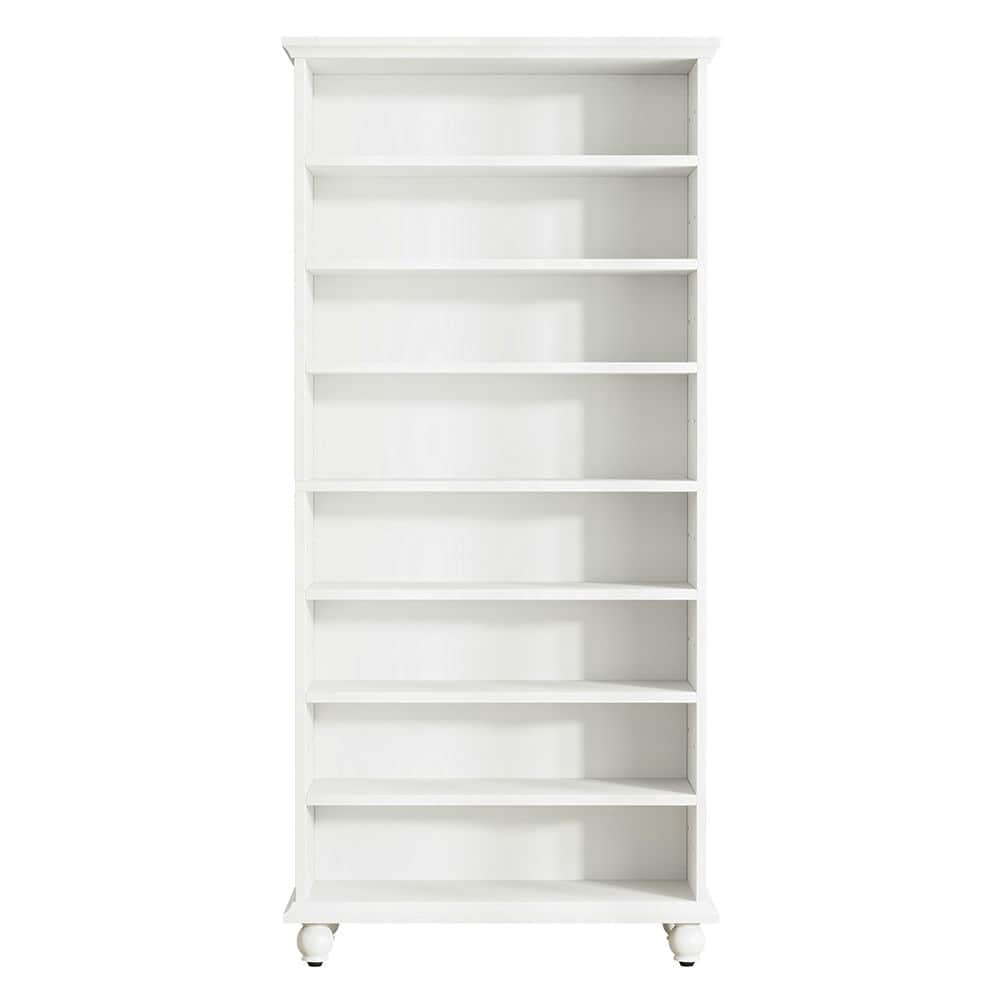 Spaco 9-Tier Bookcase Wood Bookshelf with LED Lighting & Solid Wood Legs, Sturdy Bookcase for Indoor as Home, White