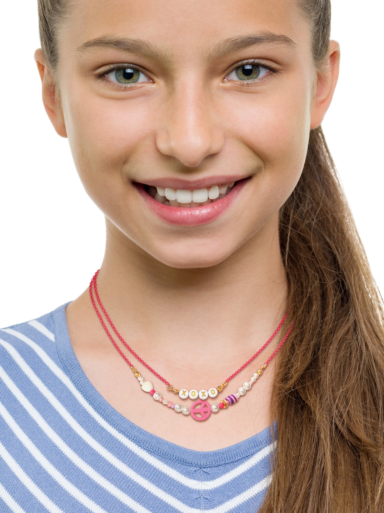 Justice, Girl's/ Tween Peace XOXO, Peace Layer Necklace Set, Set of 2