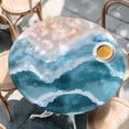 thumbnail image 3 of Round Fitted Tablecloths with Elastic Edge Boho Gradient Ocean Sea Wave Oil-Proof Waterproof Wipeable Table Cover for Kitchen Dining Party Decor Seaside Coastal Scene Hawaii Table Clothes,45" - 54", 3 of 9
